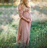 MQTIME  -  Maternity Sleepwear Short Sleeves Gorgeous Customize Boat Neck Floor Length Photo Pajamas Evening Party Dress