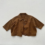  MQTIME  -  Autumn New Children Long Sleeve Coat Solid Boys Casual Cargo Jacket Fashion Girls Vintage Cardigan Cotton Kids Clothes