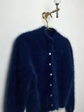 MQTIME  -  Women's Casual Fuzzy Knit Cardigan Sweater Crew Neck Long Sleeve Button Front Cropped Mohair Soft Warm Winter Outerwear