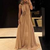  MQTIME  -  Fashion Full Length Party Dress Luxury Women High Waist Evening Dress Elegant V Neck Mesh Backless Evening Dress