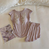 MQTIME  -   New Homewear Two-Piece Short-Sleeved Top Shorts Suit Pajamas Set Summer Comfortable Sleepwear Women Loungewear Pijama