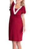 Mqtime Fashionable Multifunctional Mother's Convenient Nursing Skirt Maternity Pajamas Nursing Clothes Lace Splicing Nursing Pajamas