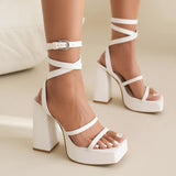MQTIME  -  2024 Summer New Women's Sandals Large Size 36-44 Foot Lengths 23-27cm Loop with Ankle Buckle Platform High Heels Sexy High Heels