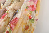 MQTIME  -  Printing Boho Dress Lace-up Straps Maxi Dress A-line Floral Pleated Vestidos Chiffon Holiday Dresses Hippie Robes