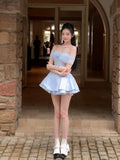 MQTIME  -  French Elegant Chic Mini Dress Women Off Shoulder Mesh Patchwork 3D Rose Ruched Waist Slim Fit Mini Dress Elegant Party Outfit