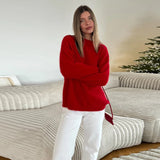MQTIME  -  Fluffy Mohair Sweater Women Oversize Slouchy Long Sleeve Round Neck Autumn Cozy Knitwear Women Knit Sweet Lady Jumper 2025