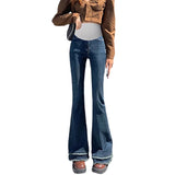 Mqtime Retro Maternity Jeans Maternal Boot Cut Pant Slimming Premama Clothing Maternal Clothes for Pregnant Plus Size Pregnant Pants