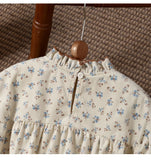 MQTIME  -  New Fall/Winter Fleece-Lined Corduroy Floral Long-Sleeve Dress For Girls New French Lace Stand-Up Collar Children's Dresses