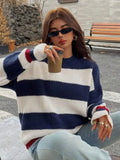 MQTIME  -  New Winter Clothes Woman Striped Crew Neck Pullover All Match Soft Warm Sweater Tops Korean Reviews Many Girls Clothes Hot Selle