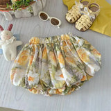 MQTIME  -  Baby Girls' Cotton Bowknot Hollow Out Top and Floral Ruffled Bloomers Set Soft and Cute for 1 - 6 Y Kids Girls Clothes