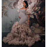 MQTIME  -  Mermaid Prom Dress Sweetheart Detachable sleeves Pregnancy Photography Props  Fitted Ruched Customized Maternity Dress For Photo