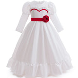 MQTIME  -  Halloween Girls Dress 2025 New Kids Elegant White Sweet Gown Children Fashion Vestidos Princess Floral Long Dresses 3-10Y