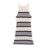 MQTIME  -  Sexy Sleeveless Striped Dress For Women Fashionable Slim Fit Waist Cinched Dresses Lady New Travel Seaside Evening Party Robes