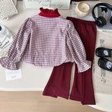 MQTIME  -  Girls Clothes Sets Autumn Spring Long Sleeve Plaid Shirt+Pants Fashion Korean Children Suits Fall Kids Baby Girl Clothes 2-8Yrs