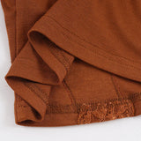 MQTIME  -  French Temperament V Neck Spaghetti Strap Sleeveless Slim Lace Patchwork Camis