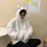 MQTIME  -  Autumn Winter Women Hoodies Solid Color Thicken Warm Jackets Casual Hooded Coats Zipper Sweatershirt Female Lamb Wool Outerwear