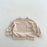  MQTIME  -  Autumn New Children Long Sleeve Sweatshirt Solid Boys Girls Cotton Loose Pullover Kids Casual Pocket Tops Baby Clothes