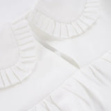 MQTIME  -  Summer Korean Peter Pan Collar Puff Sleeve High Waist Loose Solid All Match Short Woman Dress