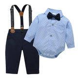 MQTIME  -  3 6 12 18 24M Infant Bodysuit Sets Formal Wedding Clothing for Baby Boy Outfit Suspender Suit Toddler Kid Birthday Party Costume