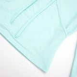  MQTIME  -  Women Light Blue 3/4 Sleeve Crop Top Front Tie Cutout V Neck Wrap Ruched Slim Fit Y2K Casual Elegant Basic Tee Shirts