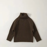 MQTIME  -  2025 New Korean Boutique Turtleneck Knitted Kids Sweaters Pit Stripe Bottoming Sweatershirts for Boys and Girls