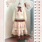 MQTIME  -  Japanese Style Kawaii A-line Women's Skirts Vintage Pink Brown Polka Dot Cake Design Skirt Lolita Casual Clothing Summer