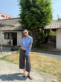  MQTIME  -  Y2K Stylish Streetwear Faux Two-Piece Splicing Design Loose Fit Versatile Straight Cut Cropped Trousers