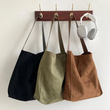 Mqtime Women's Faux Suede Solid Color Versatile Handbag Large Capacity Fashion Casual Scrub Leather Shoulder Bag Minimalism Basket Tote