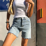 MQTIME  -  Women High Waist Wide Leg Denim Shorts Tassel Summer Fashion Streetwear Casual Solid Color Female Loose Straight Jeans