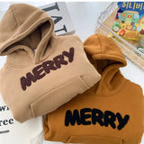 MQTIME  -  New Winter Toddler Girls Hoodies Letter Jacquard Plus Fleece Kids Baby Girls Sweatshirt Hooded Thicken Little Boys Pullovers