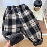MQTIME  -  Kids Baby Boys Plaid Pant Elastic Waist Thicken Toddler Boys Warm Harem Pant New Winter Casual Infant Boys Wool Pant