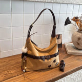 Korean Fashion Y2k Cute Bow Large Capacity Tote Bag Cool PU Leather Crossbody Bags Shoulder Bag Storage Bags Woman Bag
