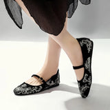 MQTIME  -  Women's Mary Janes Shoe Exquisite Embroidery Ballet Shoes for Woman Fashion Flat Casual Shoes Designer Shoes Zapatos Mujer