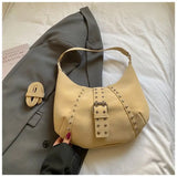 MQTIME  -  American-style PU Fashion Rivets Large-capacity Storage Bag Underarm Bags Shoulder Bag Wallet Storage Bags Woman Bag