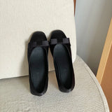  MQTIME  -  Sweet Butterfly-knot Women Satin Mary Jane Shoes Concise Slip On Low Heel Party Shoes New Spring Autumn Ladies Dress Pumps