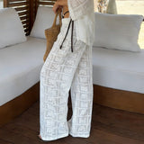 MQTIME  -  Floral Lace Sheer Women's Pants Sexy Fashion Casual Daily Beach Vacation Resort Streetwear Trousers New Women Pants