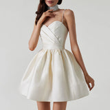  MQTIME  -  New Dress Pleated Suspenders Sexy Temperament Rhinestone Skirt