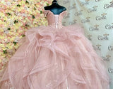 MQTIME  -   Coral Princess Quinceanera Dresses Princess 3D Flowers Ball Gown Birthday Gown Tulle Lace-Up Sweet 16 Dresses