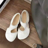  MQTIME  -  Spring Summer Fashion Hollow out Soft Leather Women Ballet Flats Comfortable Wedges 2cm Heeled Lazy Walking Loafers Casual Shoes