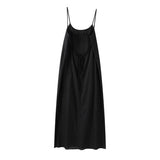 MQTIME  -  Loose Backless Solid Sling Women Dresses Sleeveless Empire Elegant Female Dress Fashion New Holidays Lady Beach Robes