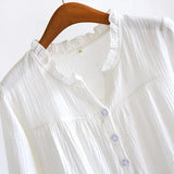 MQTIME  -   Sexy Sleepwear Women Cotton Night Dress V-Neck Long Sleeve Nighties Spring Summer New Nightgown Nightdress