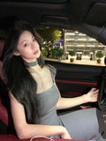 MQTIME  -  Summer New Korean Elegant Sex Appeal Dresses Simple Solid Color Evening Party Prom Vestidos Women Chic One Piece Clothing