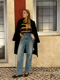  MQTIME  -  Woman Clothes Knitwear Pullover Sweater Striped Polo Neck Tops Casual Outerwears Trendy Casual Wear Fashion Sweaters Daily Look