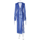  MQTIME  -  2026 Spring New Women's Sexy Tether V-Neck Split Dress Women