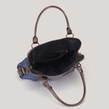  MQTIME  -  Korean Retro Polka Dot Handbag, Leather Patchwork Large Multi-functional Briefcase Sweet Pretty Style Handbag Casual Commute Bag