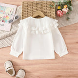 MQTIME  -  New Spring Kids Blouse Thin Style Solid Color Lace Children Shirt Girls Cute Bow Long Sleeved Shirt