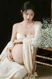 MQTIME  -  Women Maternity Dresses for Studio Photoshoot Elegant Tube Top Skirt Cape 3pcs Set for Pregancy Lady Photography Clothes Costume