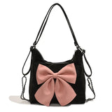 MQTIME  -  Korean-style Cute Big Pink Bow Pu Cute Large-capacity Storage Bag Handbag Backpack Woman Bags Schoolbag Crossbody Bag