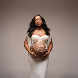MQTIME  -  Luxurious Pearls Maternity Photoshoot Dresses Custom Made Full Beading Maternity Dress платье для беременных