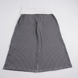  MQTIME  -  Women Striped Wide Leg Calf-Length Pants High Waist Casual Cropped Culottes Loose Fit Overlay Waistband Summer Streetwear